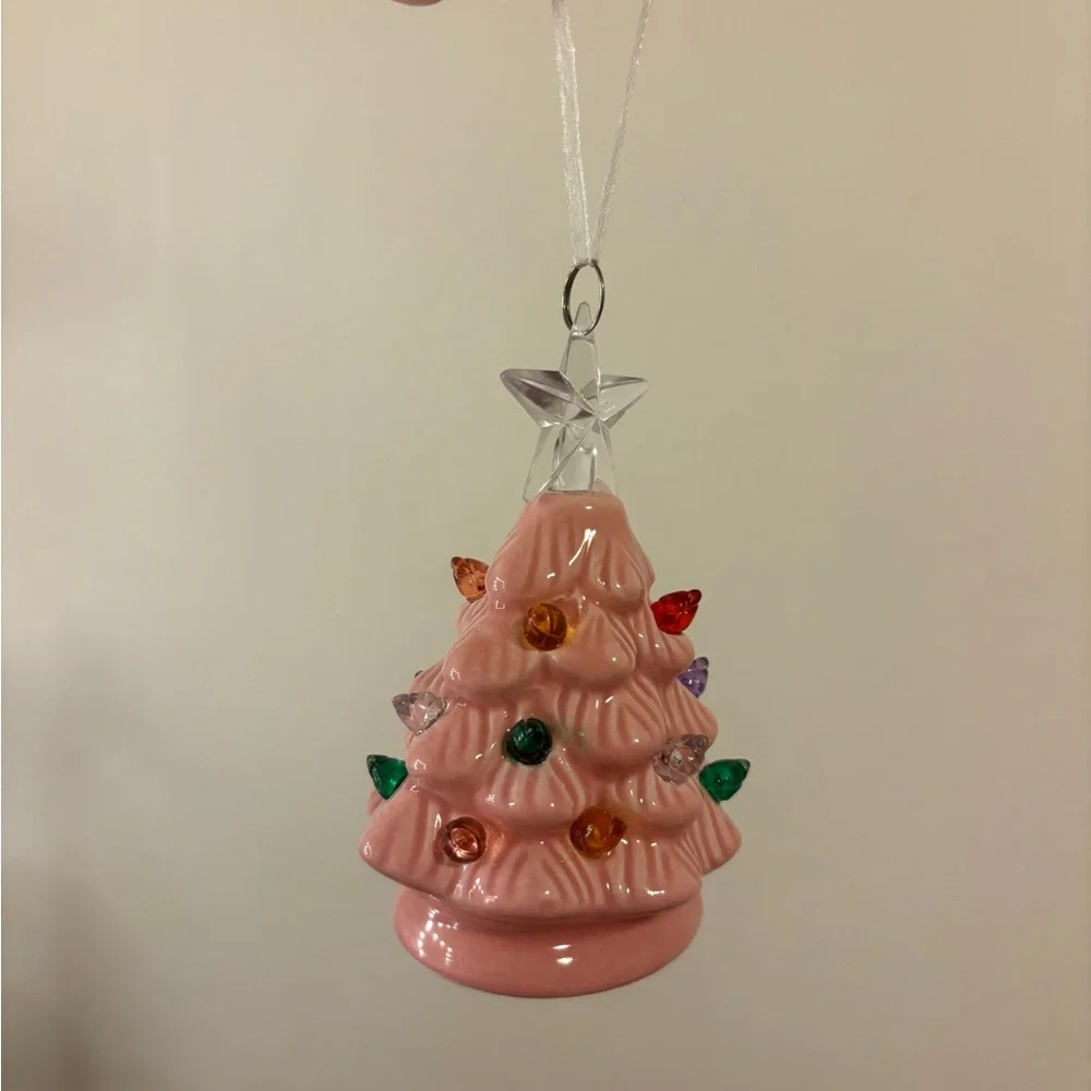 Pink Ceramic Christmas Tree Ornament